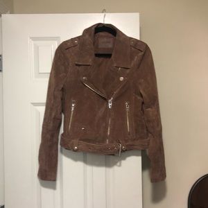 Blank NYC suede motto jacket with silver hardware